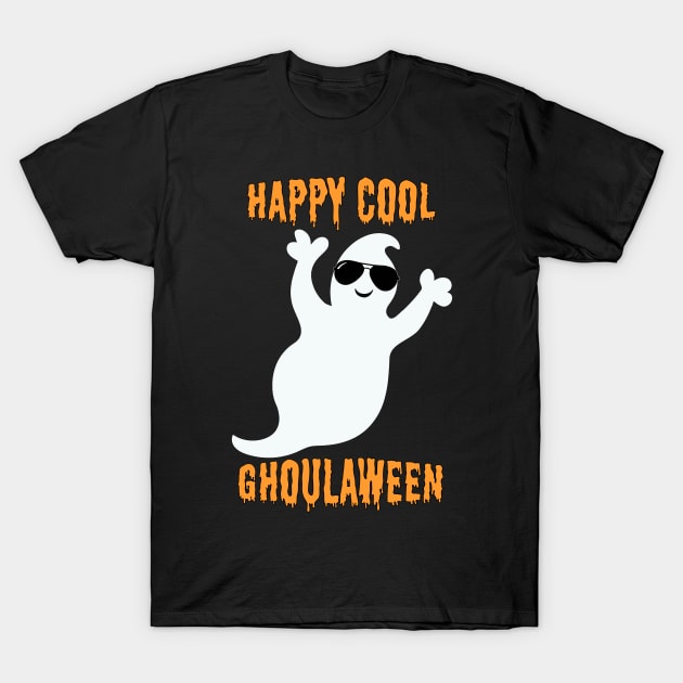 Happy Cool Ghoulaween Cool Ghost With Sunglasses T-Shirt by Rosemarie Guieb Designs